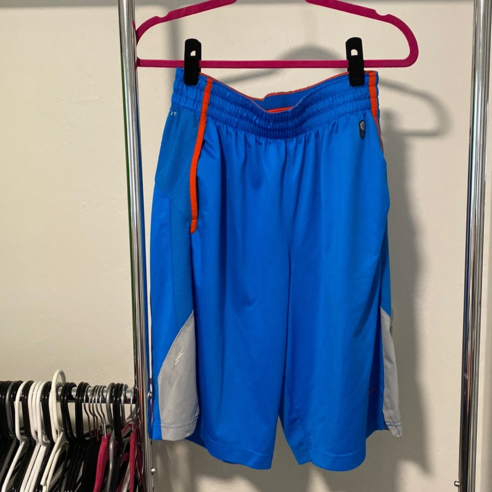 Mens Nike Dri-fit Basketball Shorts Blue & Orange Sz M